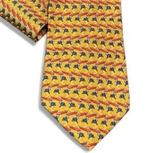 Banana Republic Silk Tie Skier Snowboard yellow